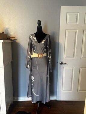 Worthington Gray Dress with Cream Floral Print